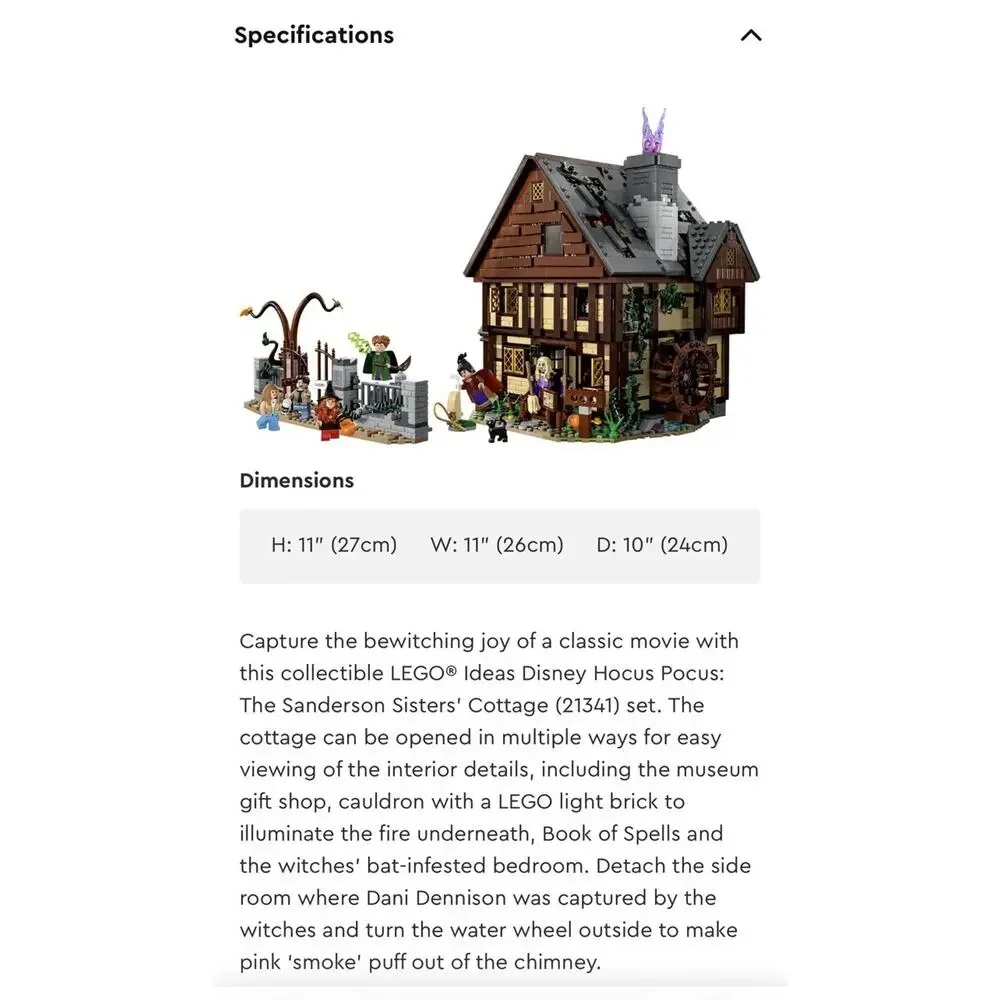 LEGO Ideas: Disney Hocus Pocus: the Sanderson Sisters' Cottage (21341)